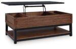 Kallari - Lift Top Cocktail Table - Warm Brown / Black - Image 2