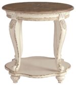 Realyn - Round End Table - White / Brown - Image 2