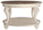 Realyn - Oval Cocktail Table - White / Brown - Image 3