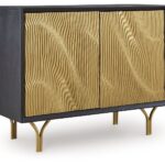 Tayner - Accent Cabinet - Black / Gold Finish