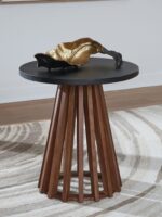 Kallari - Round End Table - Warm Brown / Black - Image 3