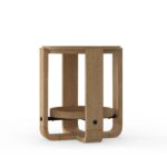 Escape - Round End Table With Shelf - Glazed Natural Oak / Black Metal Trim - Image 2