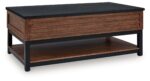 Kallari - Lift Top Cocktail Table - Warm Brown / Black