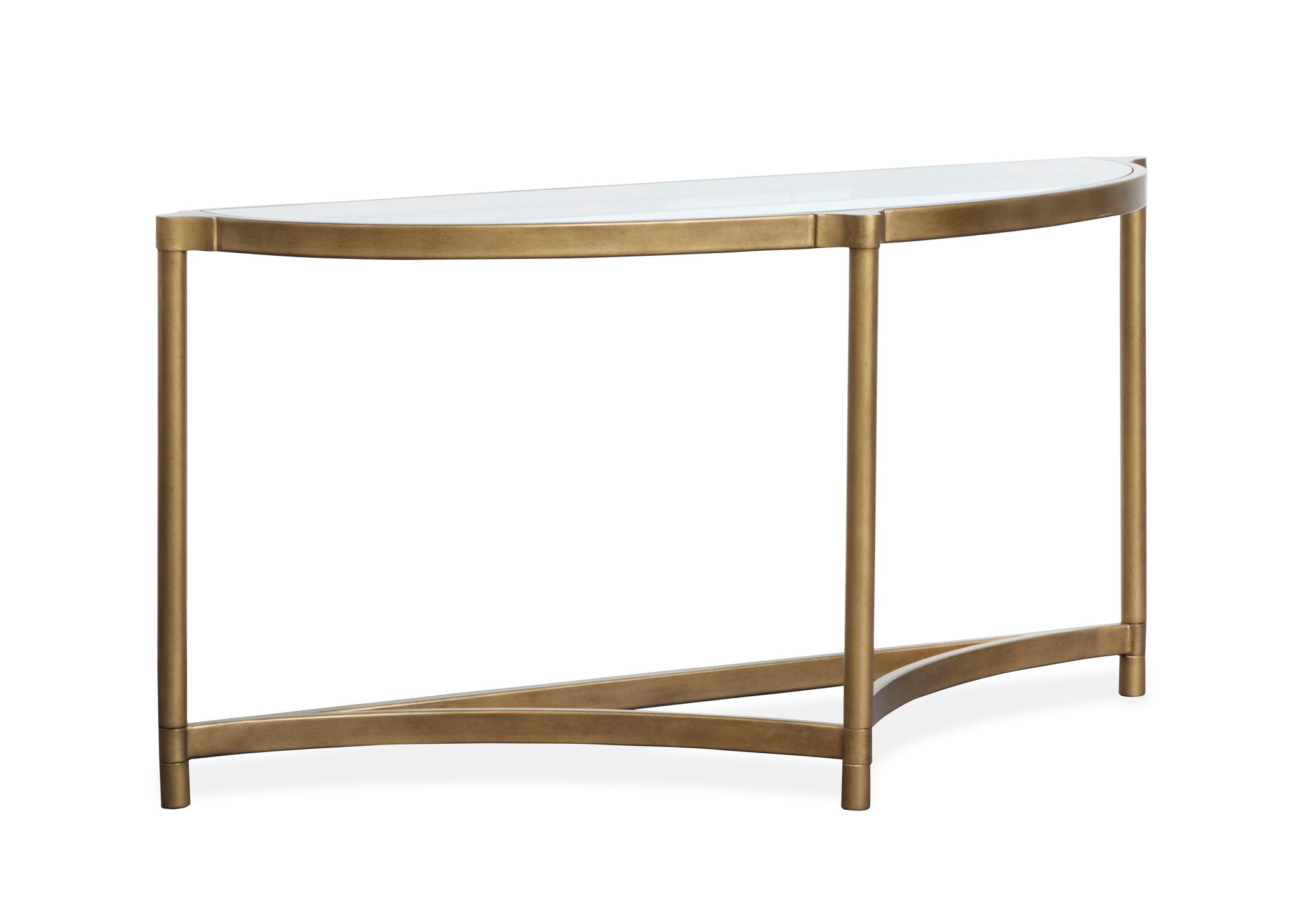 749d8dd1-542f-43cd-a93b-e14ecc3d878f Cassidy - Demilune Sofa Table - Aged Brass And Volakas Classic - Image 1