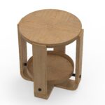 Escape - Round End Table With Shelf - Glazed Natural Oak / Black Metal Trim - Image 3
