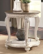 Realyn - Round End Table - White / Brown - Image 4