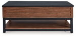 Kallari - Lift Top Cocktail Table - Warm Brown / Black - Image 3