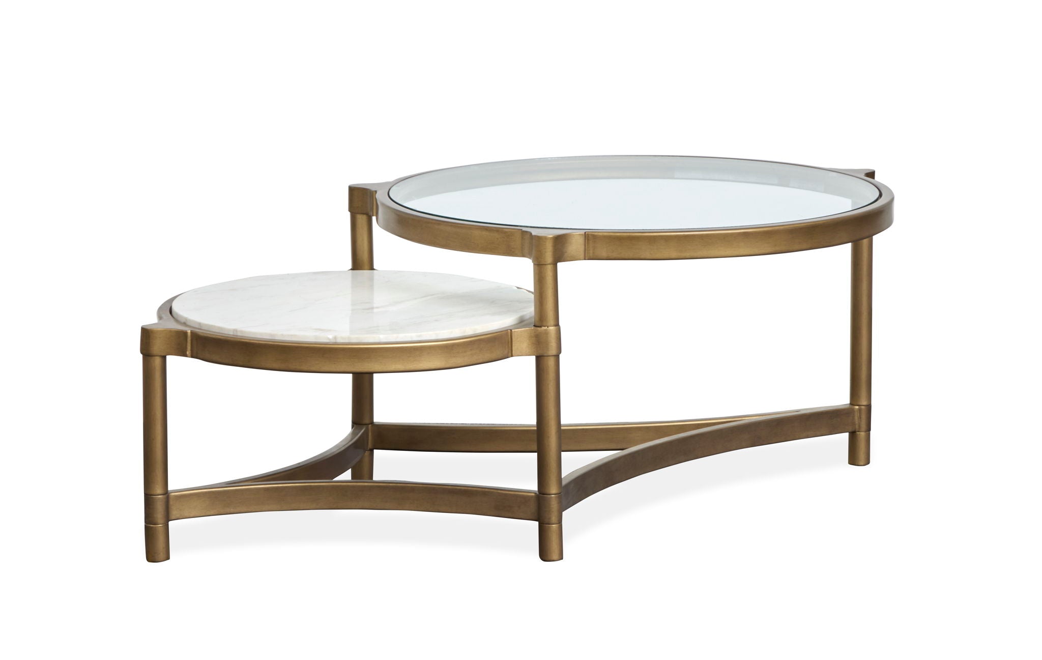 c5545681-28de-44a6-b56b-d5bec02d353b Cassidy - Shaped Cocktail Table - Aged Brass And Volakas Classic - Image 1