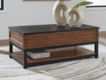 Kallari - Lift Top Cocktail Table - Warm Brown / Black - Image 4