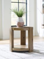 Flangren - Round End Table - Light Brown - Image 3