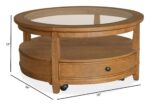 Durant - Round Cocktail Table With Casters - Honey Brown - Image 3